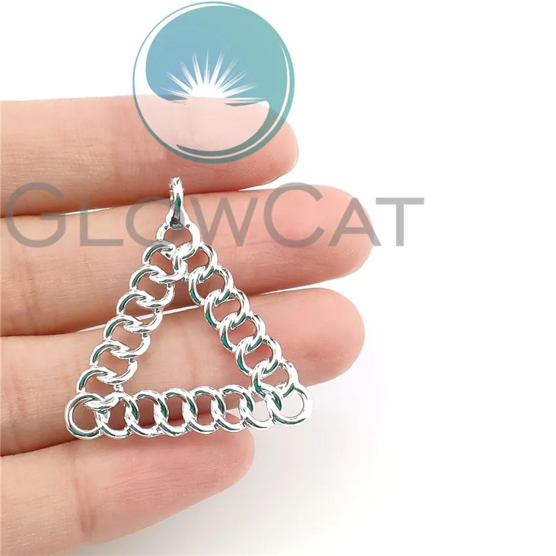 50pcs Hollow Triangle Link Chain Design Charms Metal Pendant for DIY