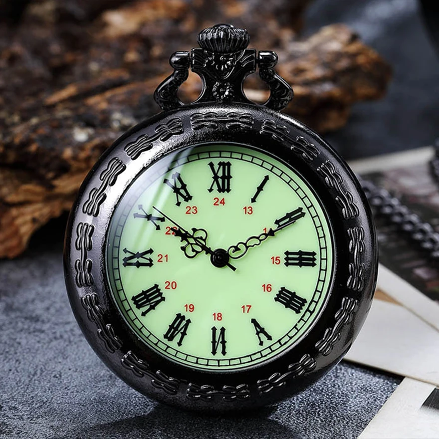 

Retro Antique Quartz Pocket Watch Fob Chain Clock for Men Women Steampunk Roman Numerals Dial Necklace Watches Drop Shipping