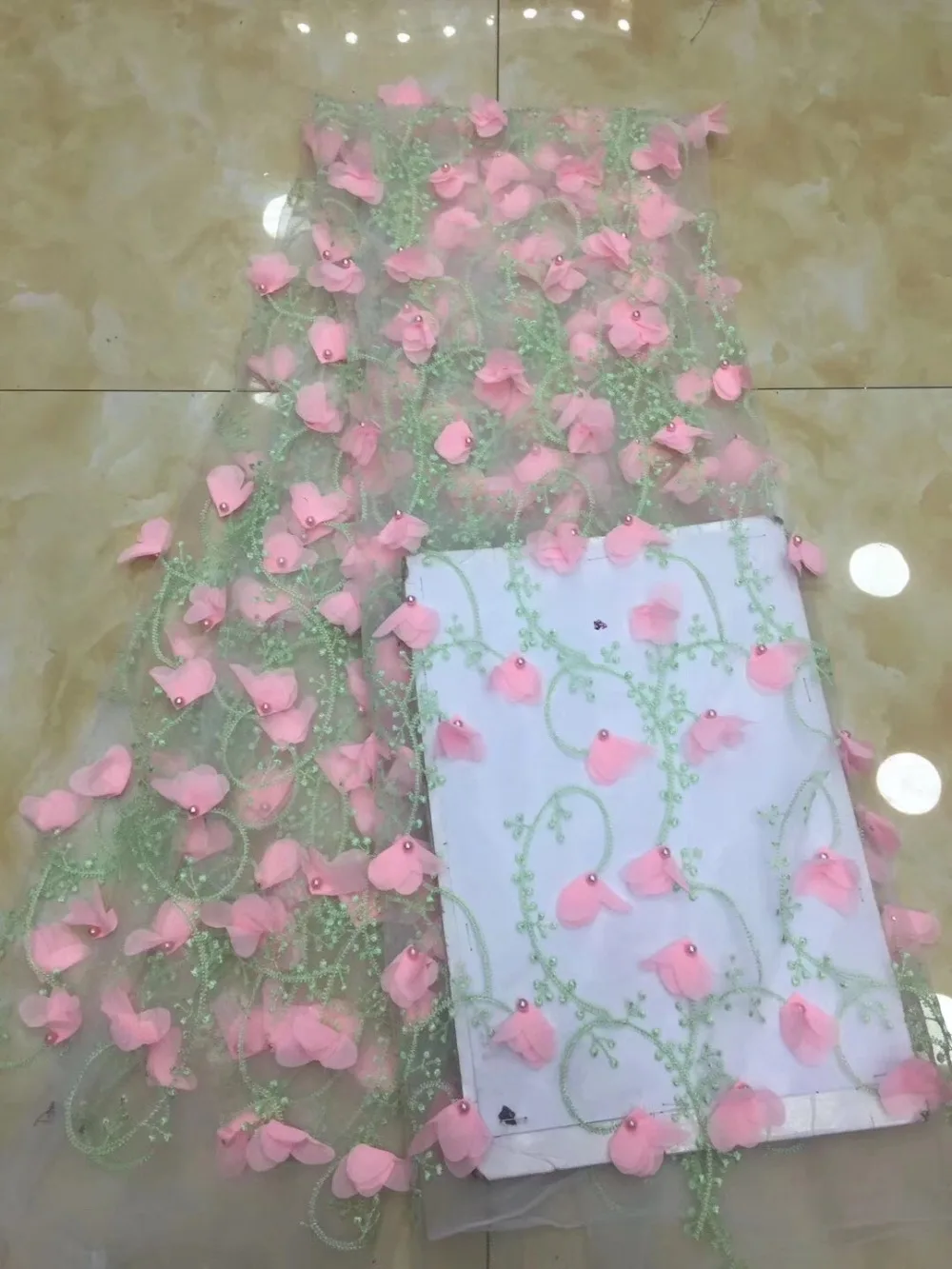 

New arrival 2019 hot selling French net lace with stones and lovely appliqued for making beautiful wedding dress! zdp081