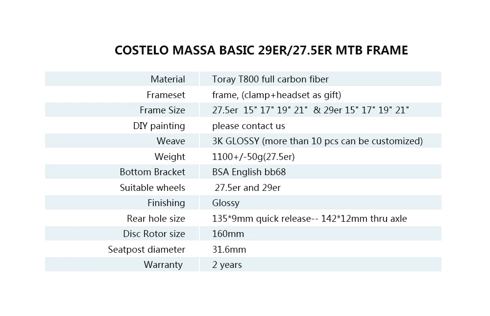 Costelo Massa Basic 3K 27,5 er 29er углеродное волокно mtb велосипедная Рама углеродная Mtb рама для горного велосипеда teleio делла bicicletta