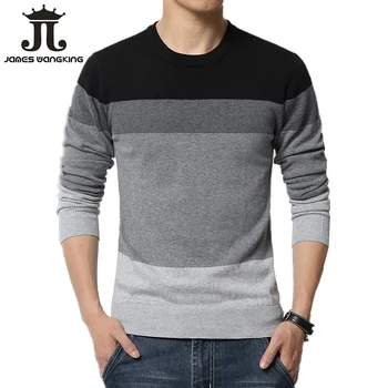 

2019 Spring Autumn Casual Men's Sweater O-Neck Striped Slim Fit Knittwear Mens Sweaters Pullovers Pullover Men Pull Homme S-3XL