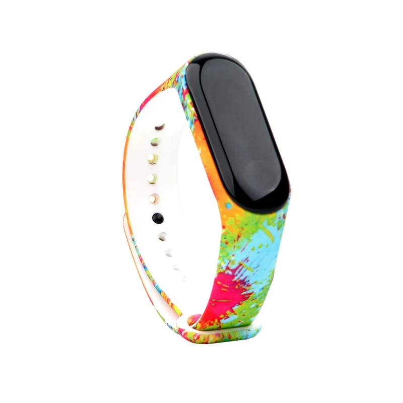 Спортивный ремешок для Xiao mi Band 3, силиконовые аксессуары, браслет для Xiaomi mi band 3, 4, браслет для mi band 3, ремешок Xiaomi mi Band 4 - Цвет: 24 print