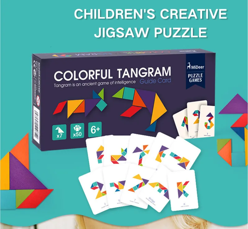 Деревянные Игрушки Tangram для детей дошкольного возраста, Развивающие головоломки, Обучающие Игрушки для раннего развития, детские игры