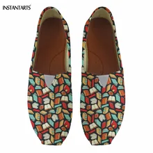 INSTANTARTS/Модная Летняя хлопковая обувь для девочек-подростков; забавная обувь на плоской подошве с рисунком книги для влюбленных; Повседневная прогулочная обувь