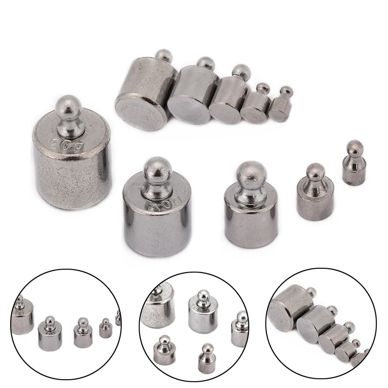 5pcs 1g 2g 5g 10g 20g Chrome Plating Calibration Scale Weight Kit Set Silver For Educational Use