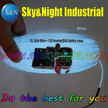 

2017 Hot Item White-10M EL Wire/EL Welt Wire/EL Skirt Wire-Kelly With 8AA Inverter +Free Shipping