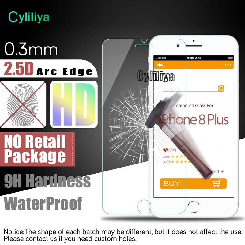 

cyliliya 100pcs HD Clear 2.5D Tempered Glass Screen Protector for iPhone 8 8 plus X 5 5S SE 6 6plus 6s 7 7 plus Protective Film