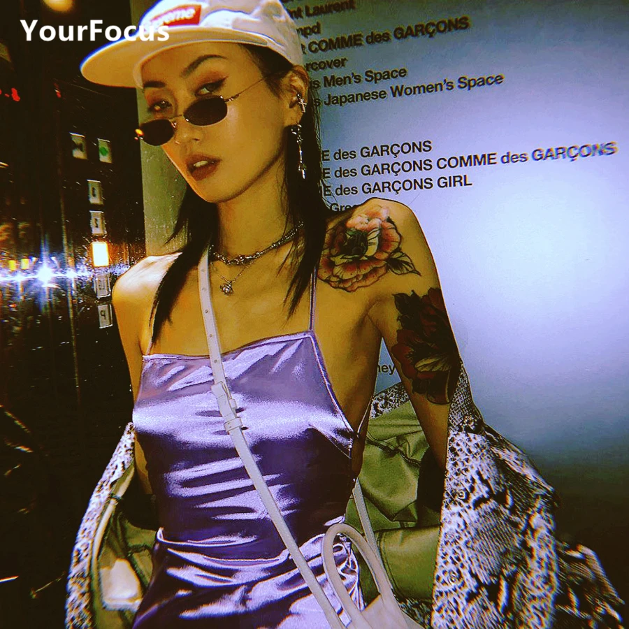 

New hiphop punk rok streetwear sexy backless lacing dress purple tight club dress