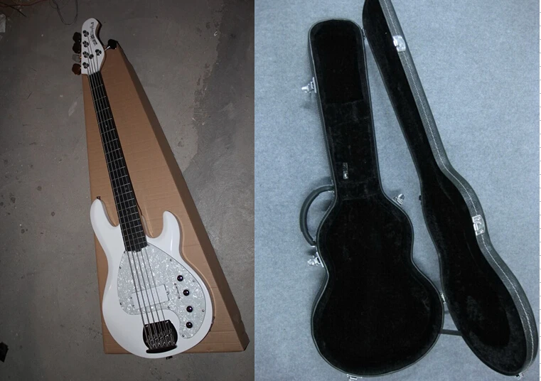 Бесплатная доставка Высокое качество Белый Басс гитара Music Man stingray 5 струны для