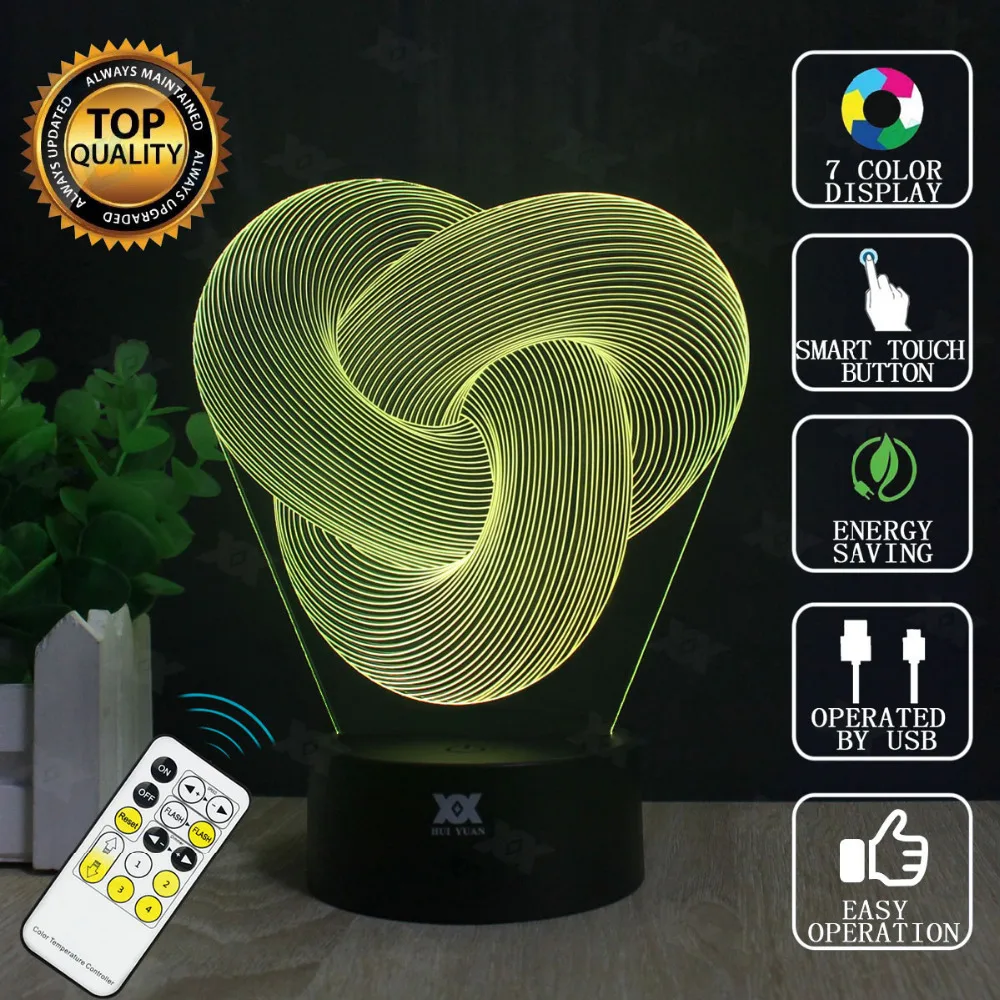 

Rope Knot 3D Lamp USB Remote Control LED Decor Bulbing Novelty Lighting Glowing Christmas Gift HUI YUAN Brand