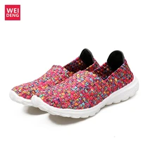 WeiDeng Повседневное ультра мягкая модная дышащая плетеная обувь ручной работы для Для женщин светильник удобные ультра светильник плоской подошве Мягкая обувь