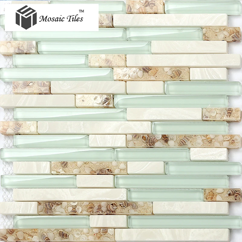 Playa estilo de madre de pearl azulejos baldosas de vidrio resina aqua