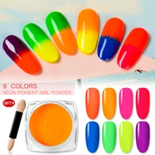 8 шт порошок неонового пигмента Набор флуоресцентных ногтей пыль тени ногтей Блеск декорация для ногтей градиент пудра с пайетками Маникюр украшения