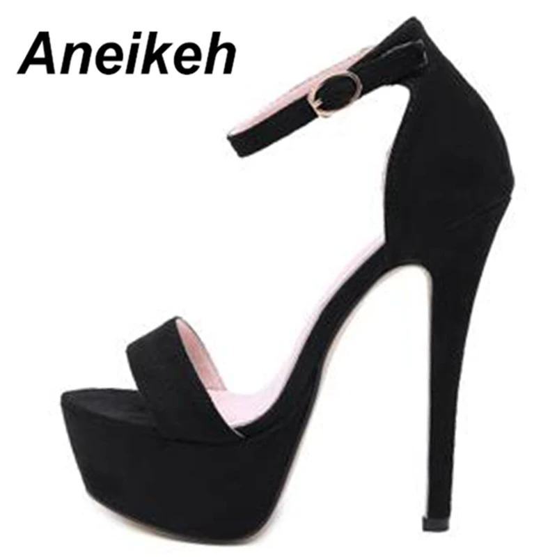 Aneikeh NEW High Heels Sandals Summer Sexy Ankle Strap Open Toe Party Dress 14CM Platform Gladiator Women Shoes Size 41 42