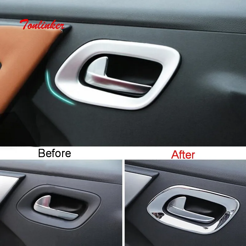 ##BUY Tonlinker Exterior Door handle Cover Sticker for Citroen C Elysee Peugeot 301 2014 17 Car styling 4 PCS ABS Chrome Cover sticker