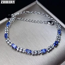 ZHHIRY Wome натуральный синий браслет с танзанитом из натуральной твердой 925 пробы серебряный цвет драгоценный камень ювелирные украшения