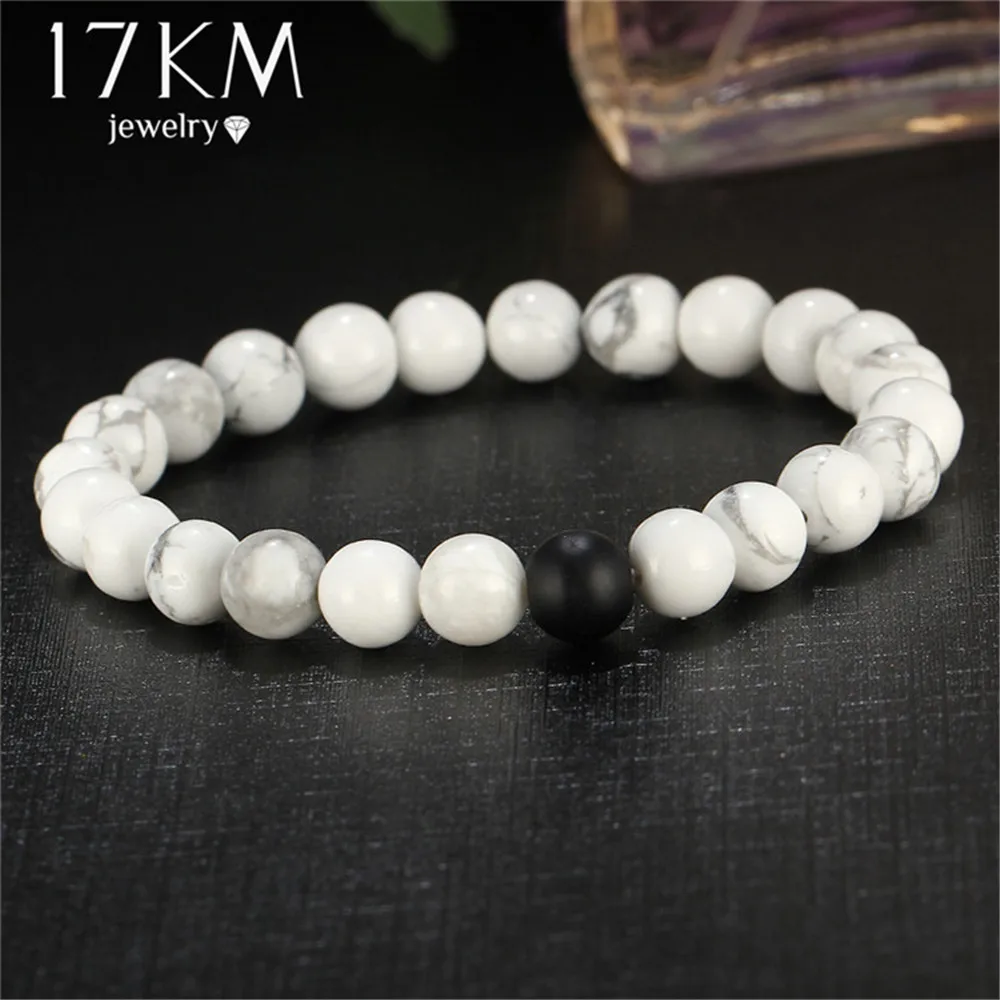 

17KM Fashion 2 Color Distance Men Bracelet Jewelry For Men Women Fashion Stone Beads Yoga Fitness Fashion Energy Yoga Bracelets