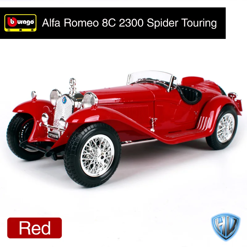 Bburago 1:18 alfa 8c 2300 spider touring синий красный автомобиль литья под давлением 245*102*70 мм классическая модель автомобиля Автомобильный коллектор для фанатов 12063