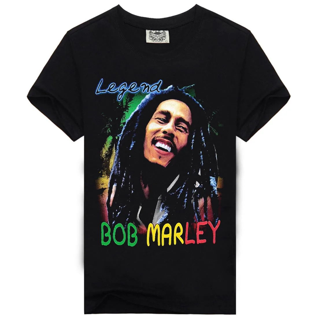 [Men Bone] Tee Men T Shirt 3D T-Shirt T Shirt Men's Shirt Fitness Cotton Bob Marley Print Rock Hip Hop Reggae Clothing Black