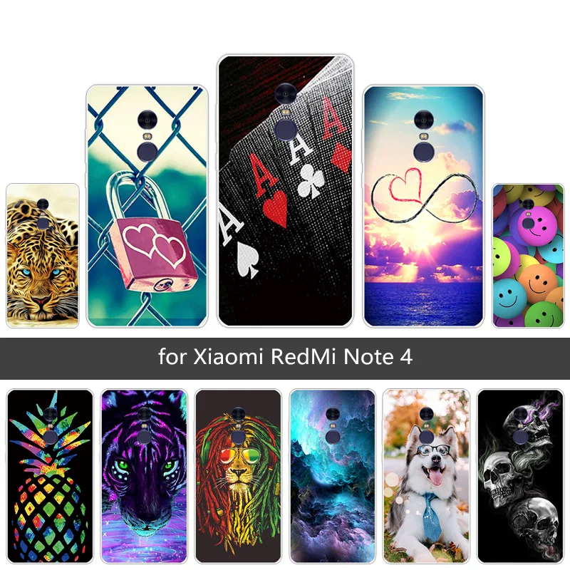ТПУ чехлы для телефонов Xiaomi RedMi Note 4 DIY Окрашенные Coque 5 дюймов 4X Pro (4G/64G) тонкий