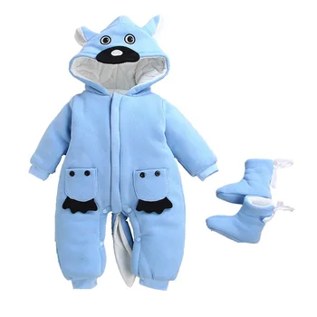 

Newborn New year romper cotton winter warm thick jumpsuit for infant clothing toddle baby boys girls romper +hat+shoes 3pcs set