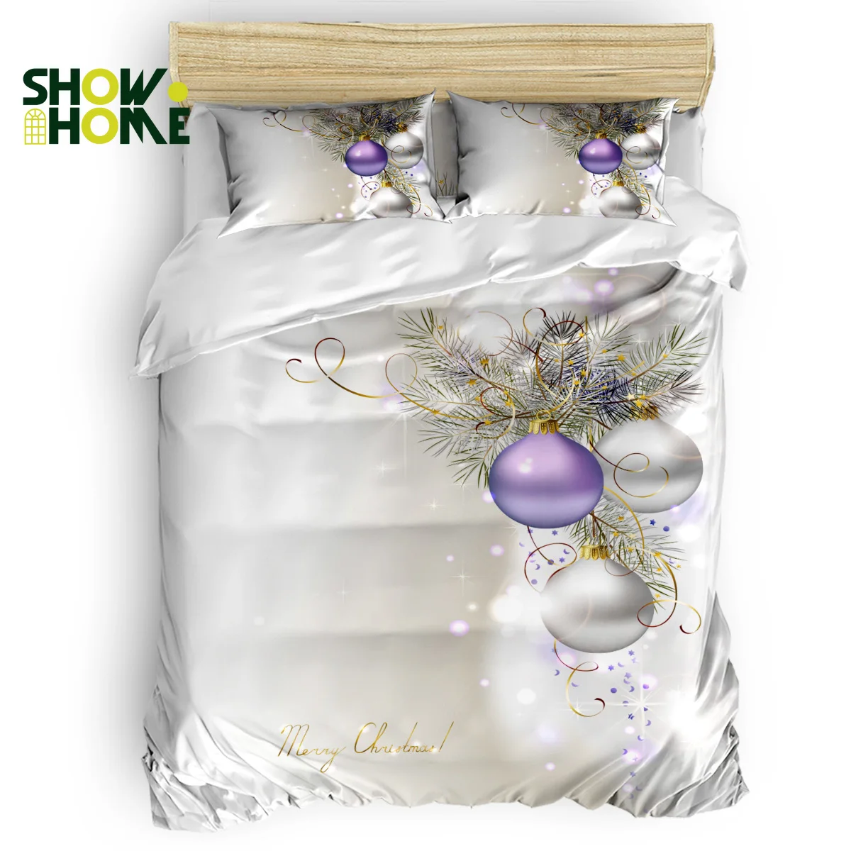 

SHOWHOME Duvet Cover Merry ChristmasDuvet Cover Set 4 Piece Bedding Set For Beds