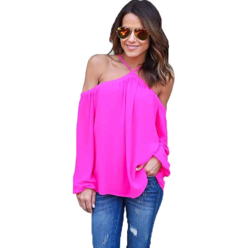 Summer Tops Sexy Cold Shoulder Chiffon Shirts Women ...