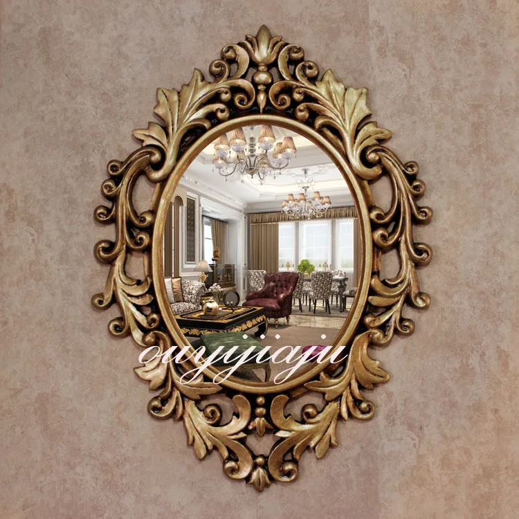 large big decorative cosmetic antique oval wall mirror with frame vintage wedding gift bathroomshower