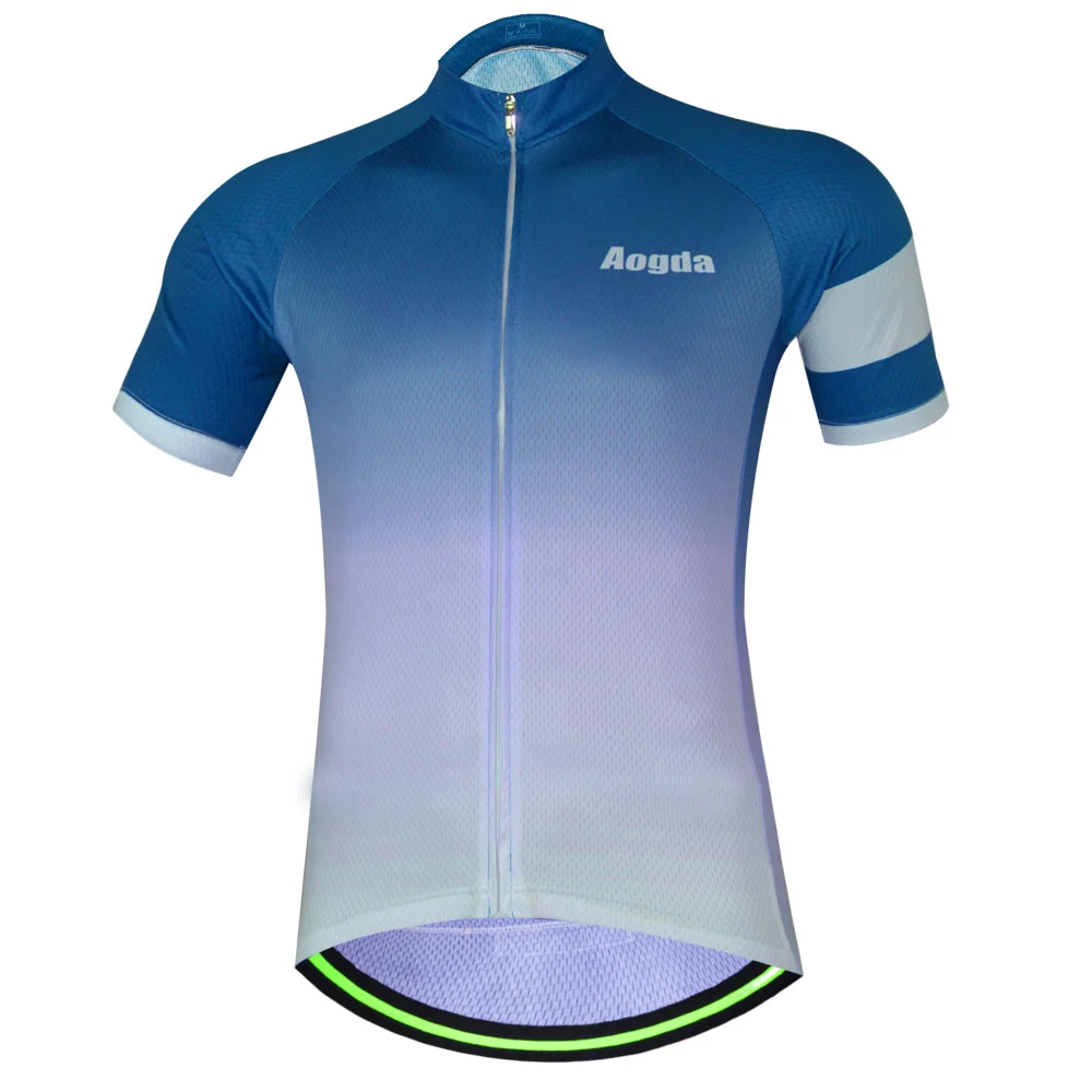Aogda Maillot Cyclisme Men Summer Jersey Cycling Full Zipper Polyester