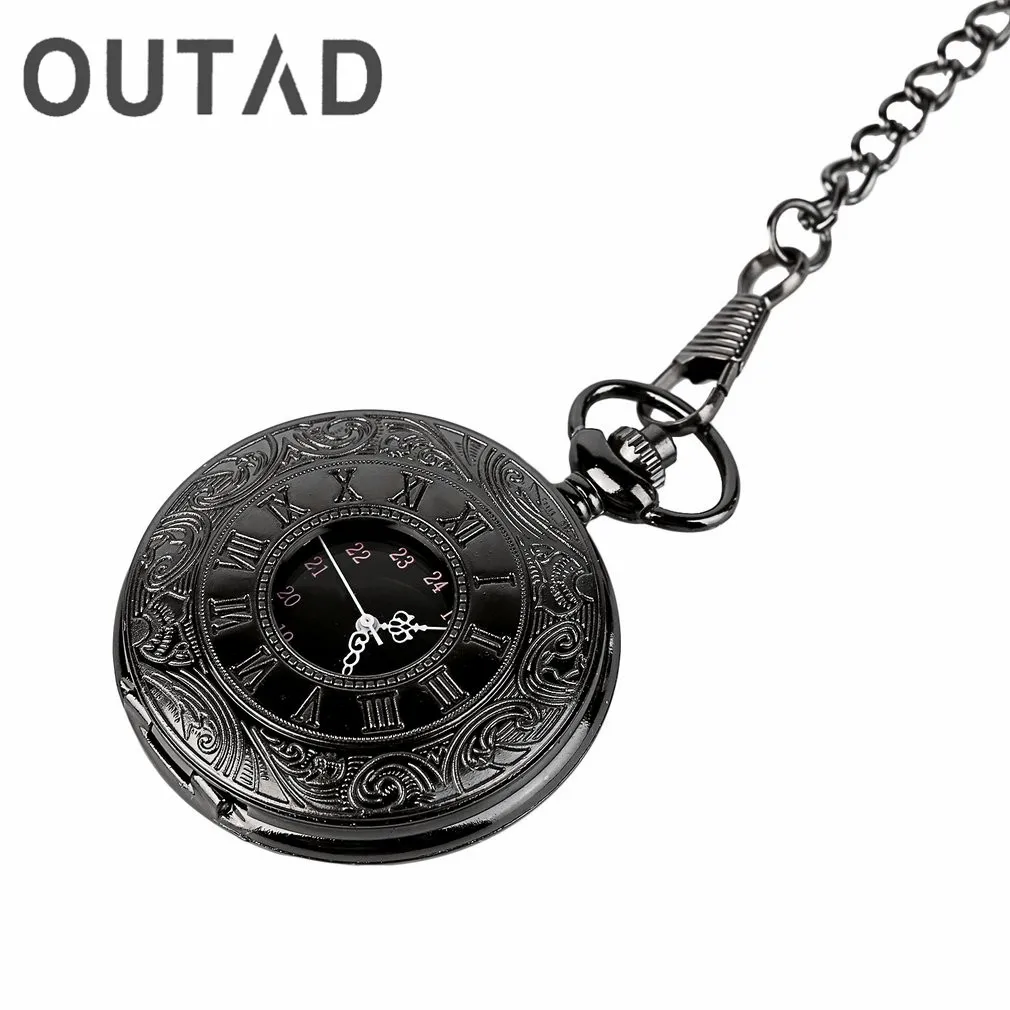 

OUTAD Quartz Steampunk Pocket Watch Vintage Roman Number Men Women Fob Watch With Sweater Necklace Chain