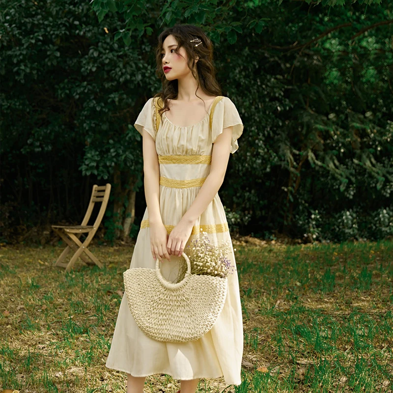 

2019 new fashion women's dresses French vintage dress