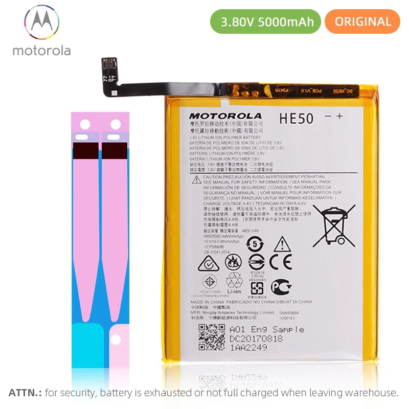 

Original Battery For Motorola Moto E4 plus Battery XT1773 HE50 5000mAh Full Capacity For Motorola Moto E5 Plus Battery