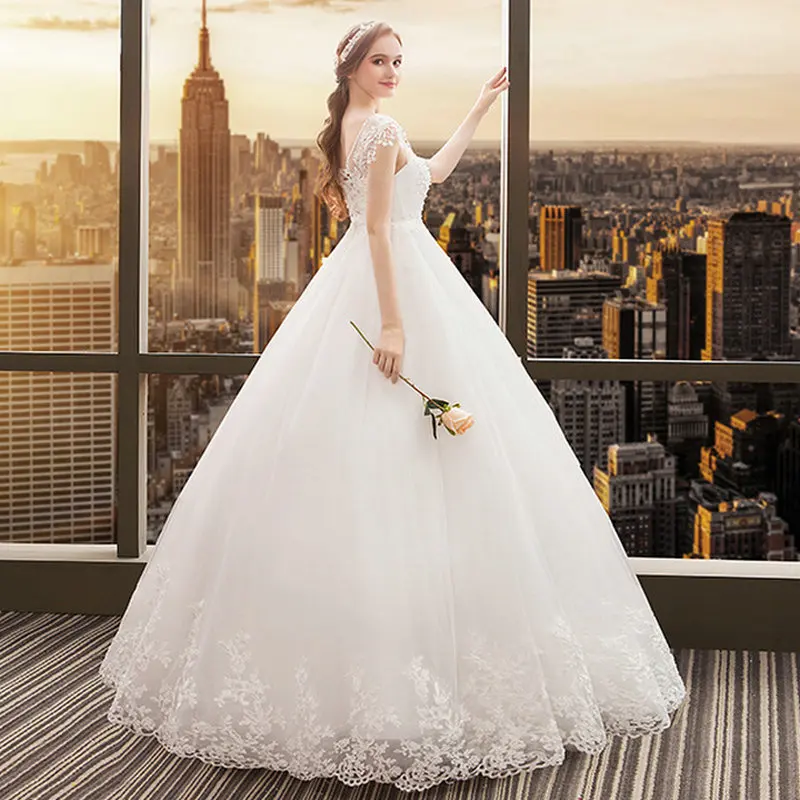 LAMYA высокое качество с открытыми плечами Свадебные платья кружевное вечернее платье невесты платье плюс размер Vestidos De Novia