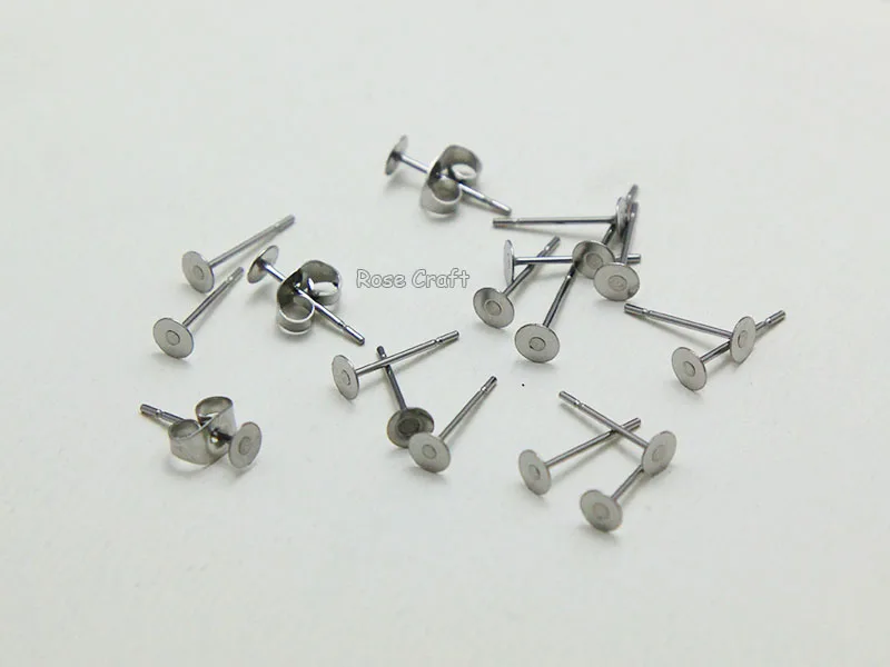 

50 pairs Stainless Steel Flat Blank Stud Earring Cabochon Base Fit 3mm 4mm 5mm 6mm 8mm 10mm 12mm Cameo for DIY Jewelry Finding