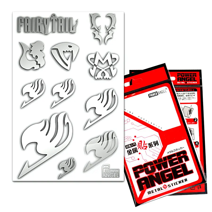 11pcs/set Fairy Tail Anime Sticker 3D Metal DIY Stickers Phone Laptop Stickers Metal Cartoon Stickers Kids Toy Gift