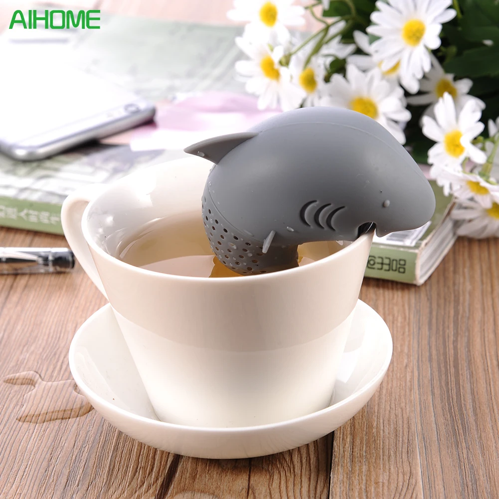 

New Cute Silicone Shark tea infuser Leaf Strainer Herbal Spice Filter Diffuser Filter Teapot Teabags for Tea & Coffee Drinkware