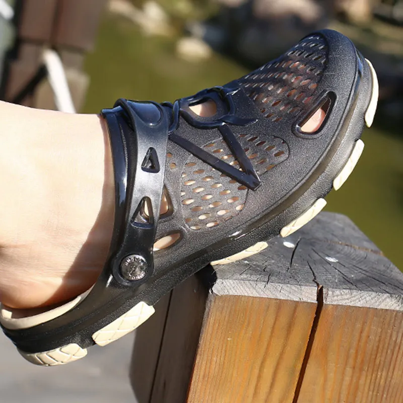 

Men Slippers Summer Breathable Hollow Beach Walking Casual Sandal -OPK