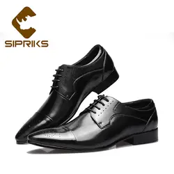 Sipriks/мужские туфли-Броги из натуральной кожи в стиле ретро; элегантное деловое офисное платье черного цвета; мужской костюм; формальный