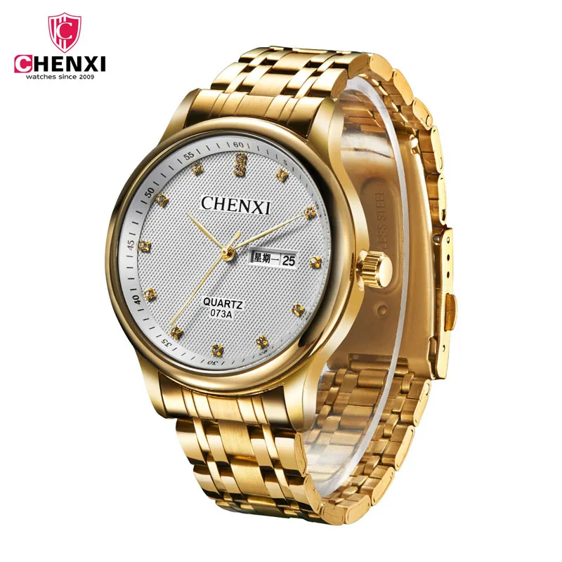 

CHENXI 3 COLORS Golden Date watch Quartz watches saat erkekler mens watches luxury reloj hombire relogio masculino 47