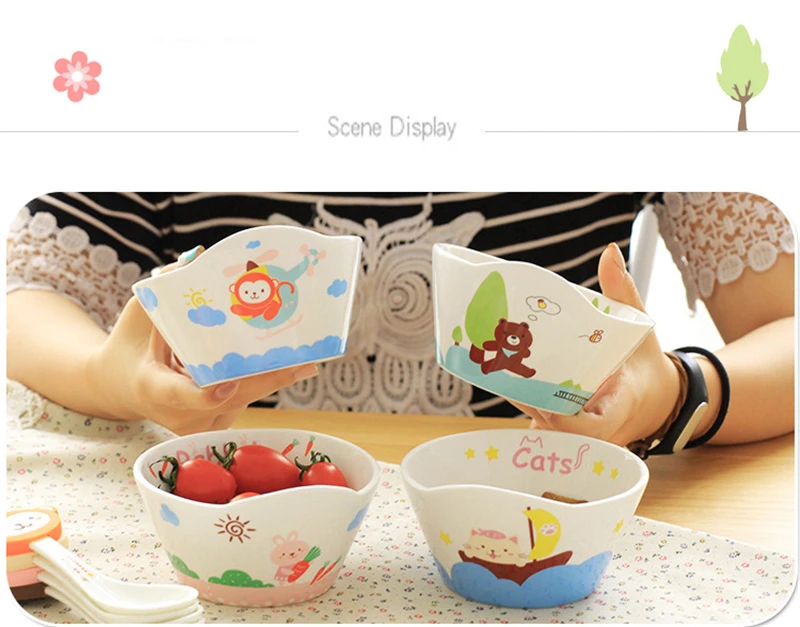 Kid Cartoon Bowl Dishes Cartoon Mouse Lunch Box Kid Baby Children Infant Baby Rice Feeding Bowl Porcelai Snack Ceramic Tableware