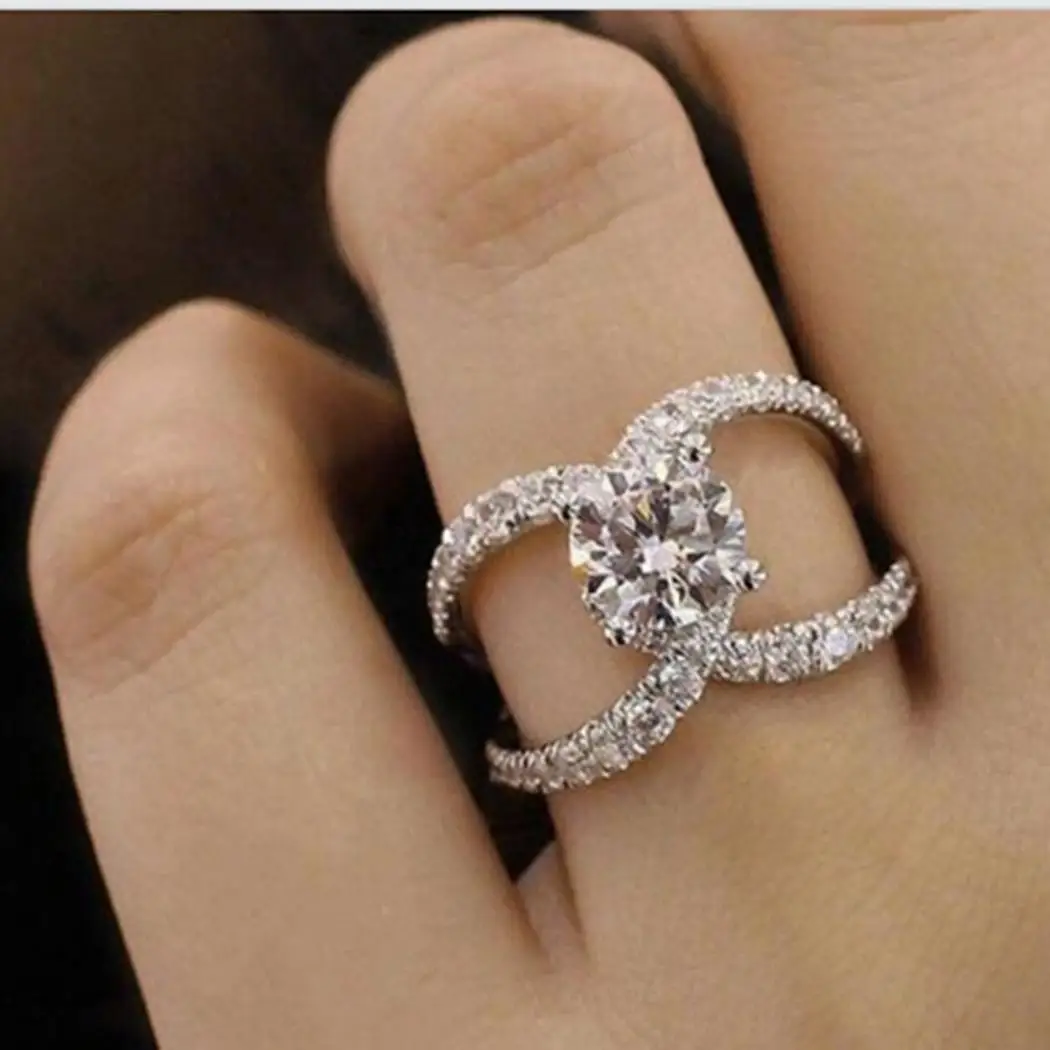 

Band Rings Rhinestones Wedding Engagement Rings Promise Women Zirconia Jewelry