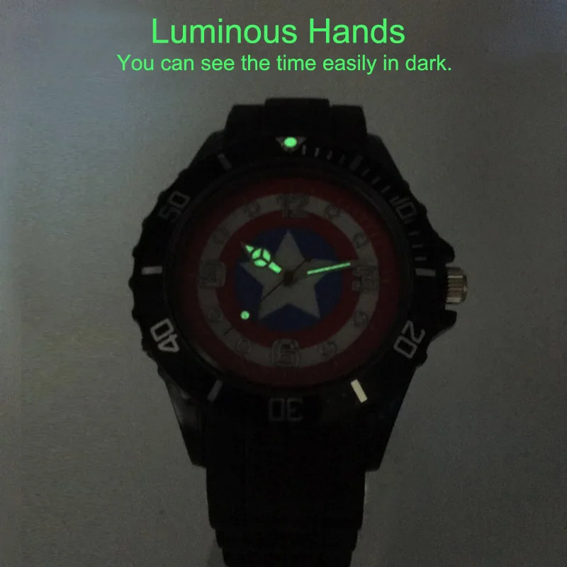 The Avenger Captain America students watches quartz wrist watch for kids cool boys clock black pu strap drop shipping (16)