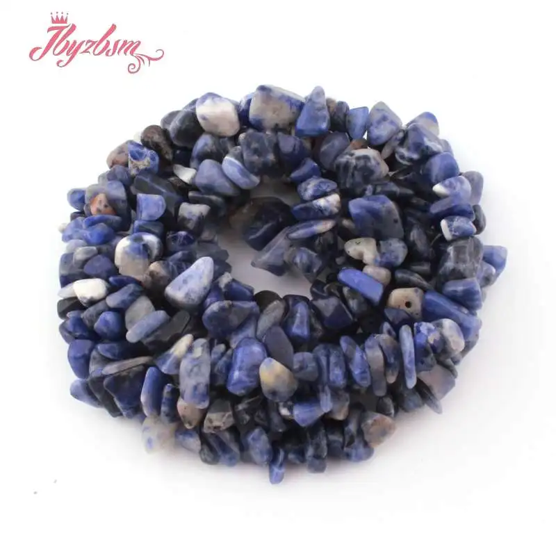 4-6x6-8 мм бусины из природного камня с необычным чипом для DIY ожерелье браслет ювелирные изделия изготовление Модный Набор для браслетов 34" - Цвет: Sodalite