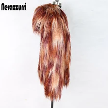 Nerazzurri/зимнее пальто из искусственного меха для женщин с капюшоном, на молнии, разноцветная, пушистая, теплая, большие размеры, поддельная монгольская лампа, меховая куртка 5xl
