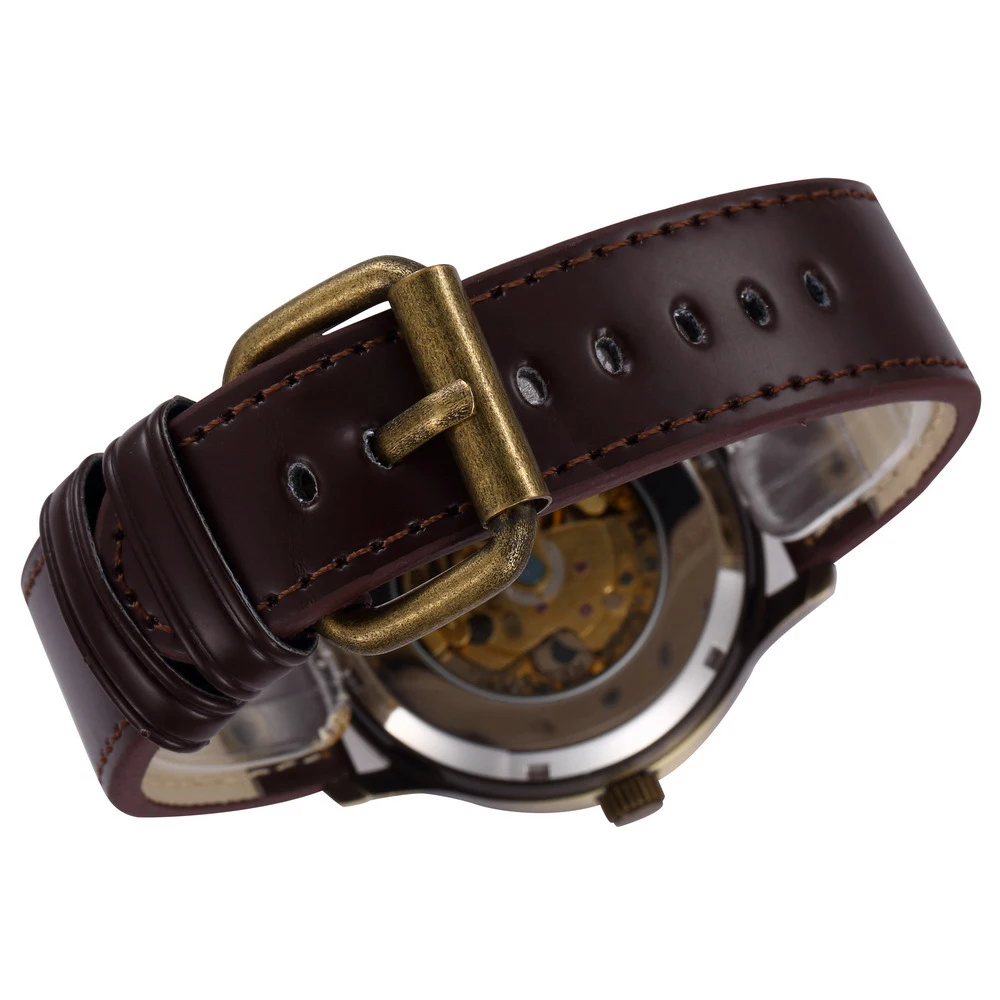 SHENHUA montre homme автоматические бронзовые часы винтажные мужские механические из