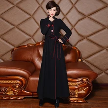 2016 Korean New Fashion Ultra Long Women’s Winter Overcoat Single Breasted Stand Collar Woolen Jacket Coat Outwear Plus Size 4XL