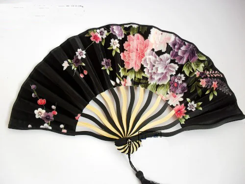 Красочный китайский бамбук складной веер шелк 100 шт. Для женщин вентилятор ткани цветок для свадьбы пользу болельщиков