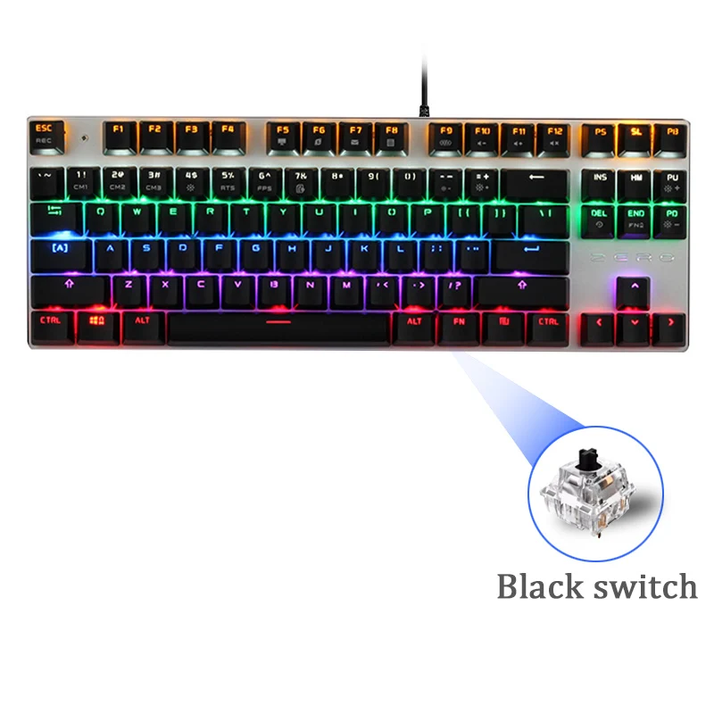 Metoo Edition, механическая клавиатура, 87 клавиш, синий переключатель, игровые клавиатуры, мыши для планшета, Настольная русская клавиатура, мышь, комбо - Цвет: 87 Key Version