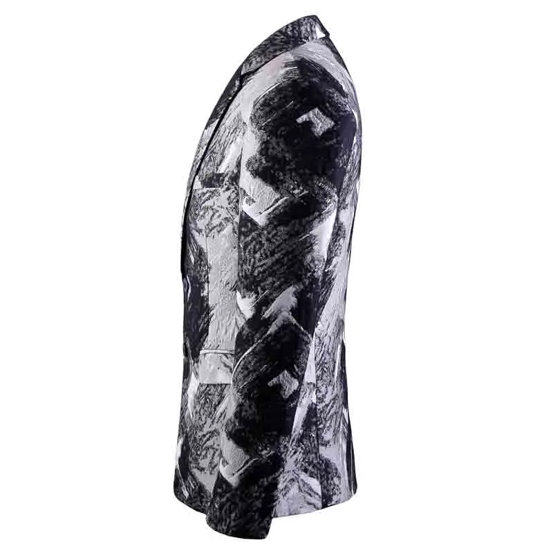 Spring And Autumn Slim British Fashion Printing Youth Men'S Business Casual Suit Jacket Stage Dress Host Annual Meeting Jacket Spring And Autumn Slim British Fashion Printing Youth Men'S Business Casual Suit Jacket Stage Dress Host Annual Meeting Jacket