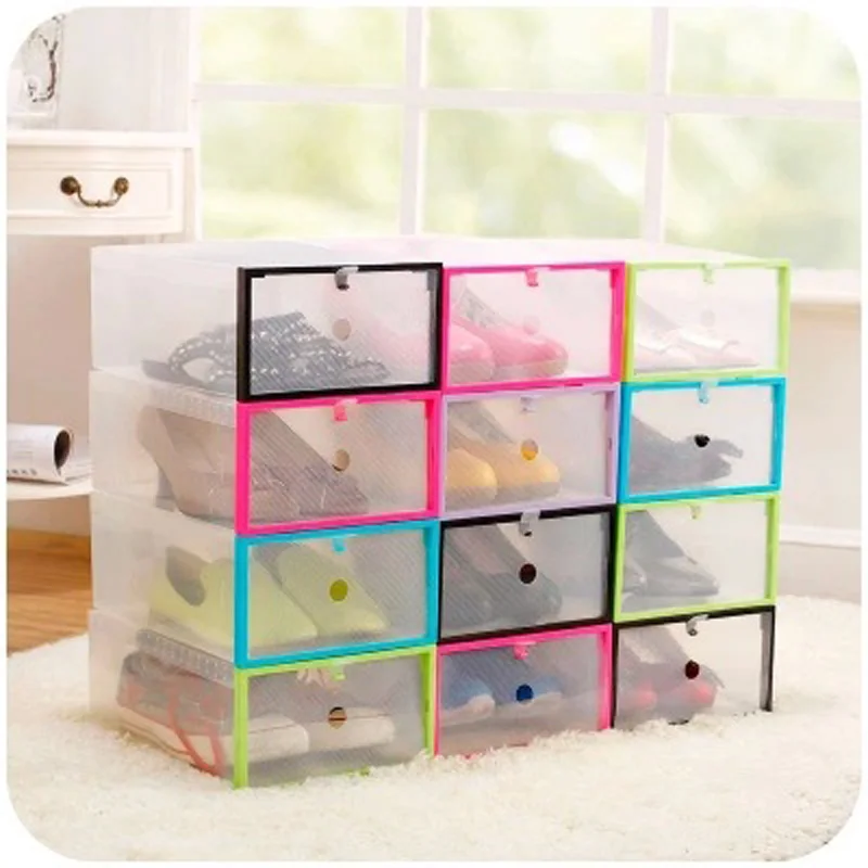 

FASHION Multi-function Plastic Shoes Storage Organizer Drawers Stackable Wrapped Type Transparent box Baskets for storage